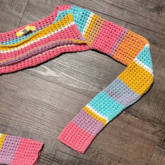 Urban Outfitters Multicolor Crochet Crop Top - Pink, Turquoise, Yellow, Lavender - Picture 3 of 7